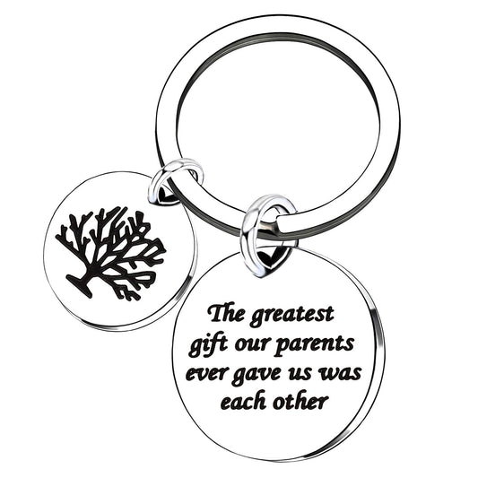 lauhonmin Sister Brother Gifts Key Chain for Daughter Son Family Tree - The greatest gift our parents ever gave us was each other