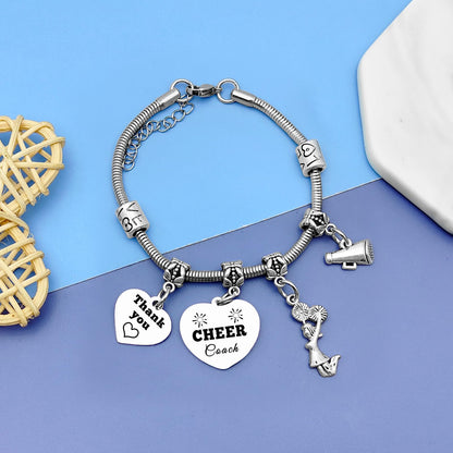 DlaeKua Cheer Gifts for Coach Appreciation Bracelets Thank You Gifts for Women Cheerleader Coach Present for Cheerleader Women Cheer leader Birthday Presents