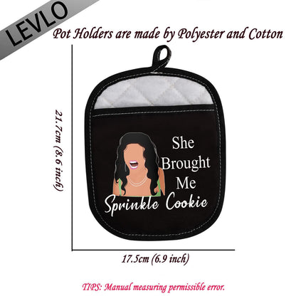 LEVLO Real Housewife Kitchen Pot Holder RHONJ TV Gift She Brought Me Sprinkle Cookie Oven Mitt for Fans Mom(Sprinkle Cookie)