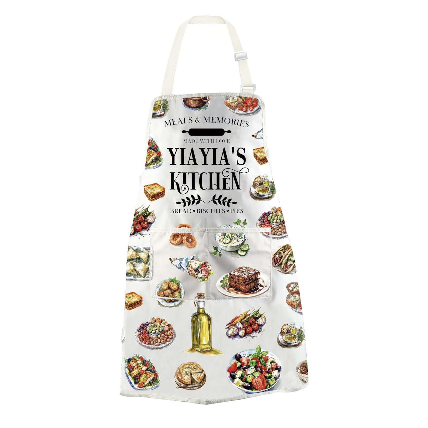 WCGXKO YIAYIA'S Kitchen Apron Yiayia Typography Gift Greek Yiayia Gift Best Yiayia Ever Gift for Grandma