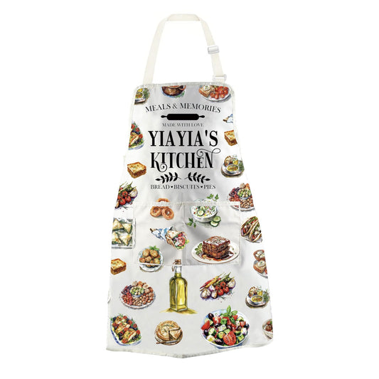 WCGXKO YIAYIA'S Kitchen Apron Yiayia Typography Gift Greek Yiayia Gift Best Yiayia Ever Gift for Grandma