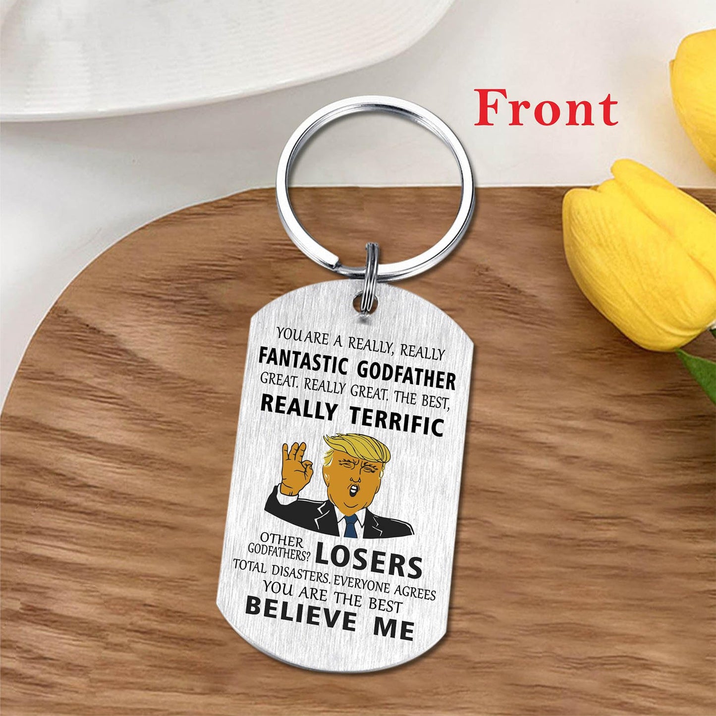 Mataly Godfather Gifts from Godchild - Godfather Proposal Gifts - Will You Be My Godfather Keychain, Fathers Day God Father Gift for Men