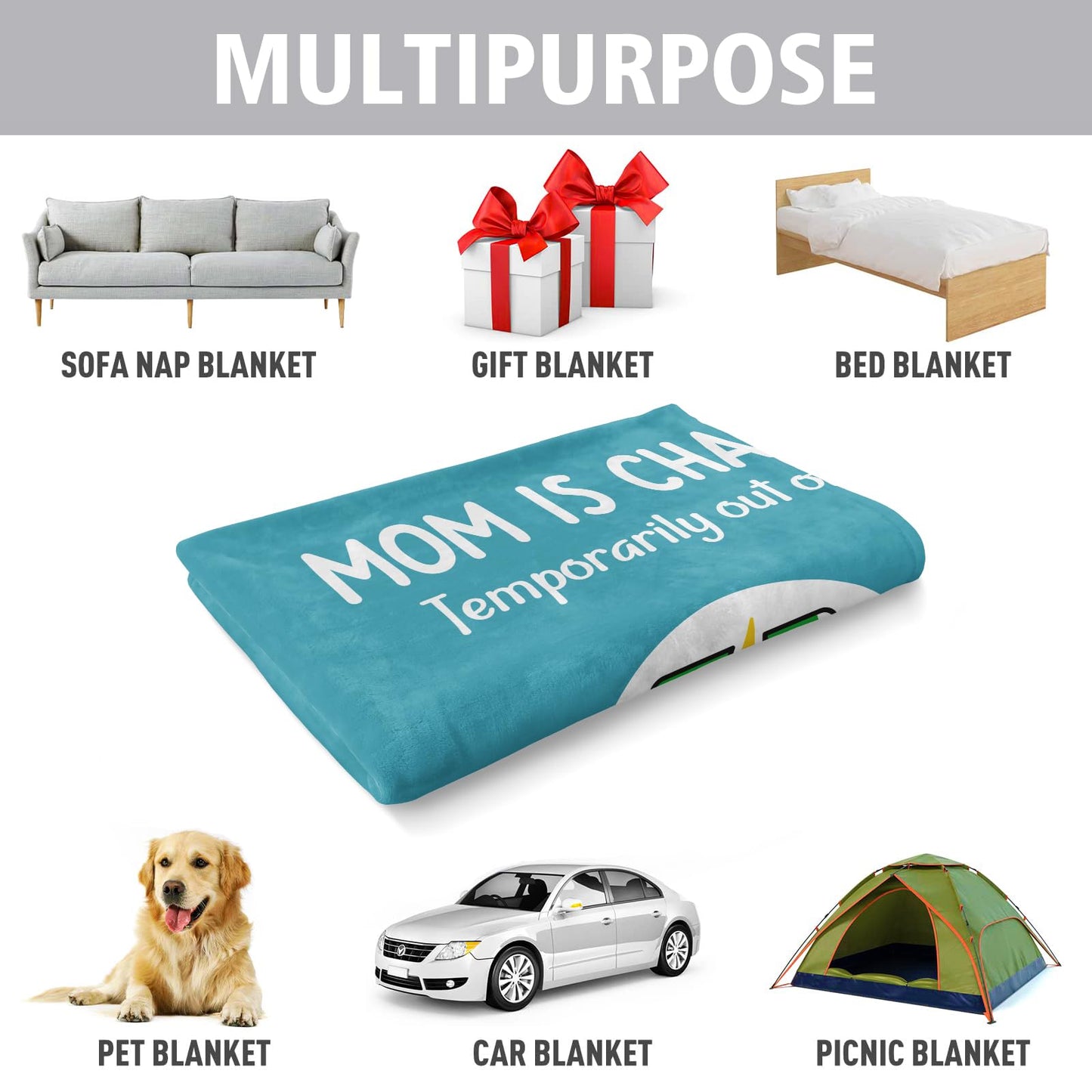 Craftique Mom Birthday Gifts, Funny Gifts for Mom- Mom's Charging Blanket- Moms Gift for Women from Daughter Son Husband, Super Soft Blanket Throw for Napping Travel, 60”×50”
