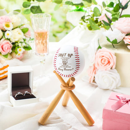 Seenelling Ring Bearer Proposal Gifts Will You Be Our Ring Bearer Baseball Gift with Display Wooden Stand Holder Wedding Request Baseball Present for Wedding Day Party Favor