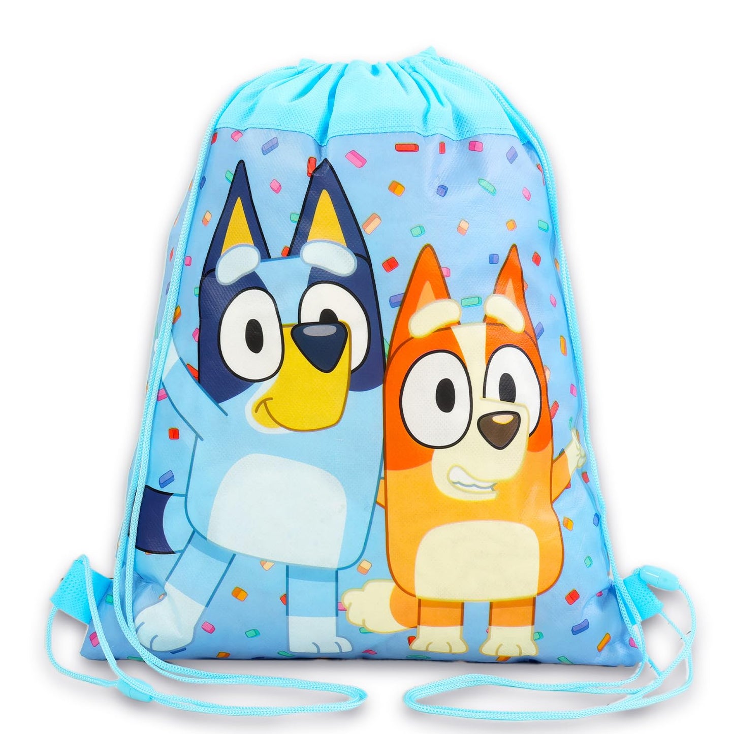 Bluey Party Favor Bags Set - Bundle with 12 Bingo Drawstring Bags for Kid and Stickers | Bluey Birthday Party Supplies