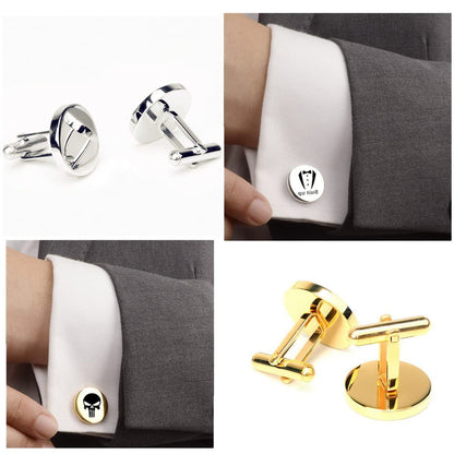 Kooer Custom Personalized Cufflinks & Tie Clip Set Wedding Jewelry Cufflinks Engraved Gifts for Men