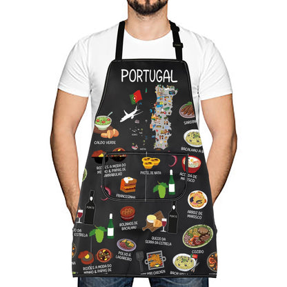 Portugal Country Map Europe Cuisine Lover Kitchen Apron Mom Dad BFF Portuguese Food Cooking Travel Apron