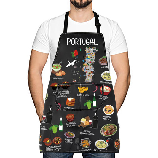 Portugal Country Map Europe Cuisine Lover Kitchen Apron Mom Dad BFF Portuguese Food Cooking Travel Apron