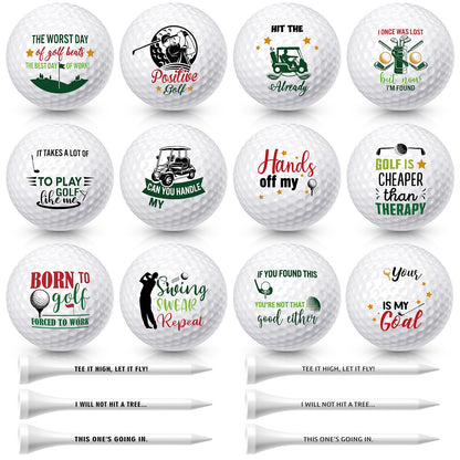MiniInflat 18 Pcs Funny Golf Balls Gifts Set 12 Humor Golf Balls and 6 Tees for Men Women Coworkers Employees Golfers Birthday Retirement