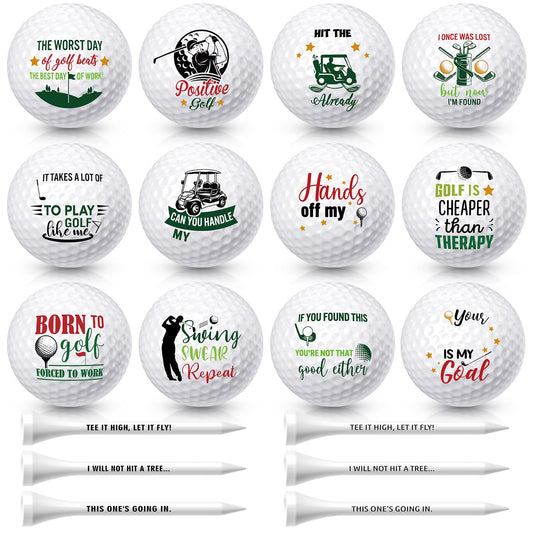 MiniInflat 18 Pcs Funny Golf Balls Gifts Set 12 Humor Golf Balls and 6 Tees for Men Women Coworkers Employees Golfers Birthday Retirement