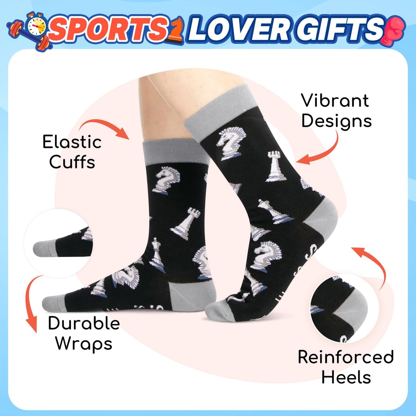 HAPPYPOP Women Men Sports Gifts - Basketball Runner Hiker Softball Skateboarder Socks