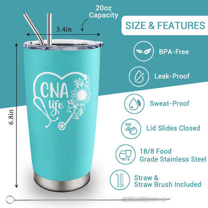 CNA Gifts 20oz Tumbler, CNA Week Gifts for Women, Certified Nursing Assistant Appreciation Gifts, Gifts for CNAs Nurses Workers