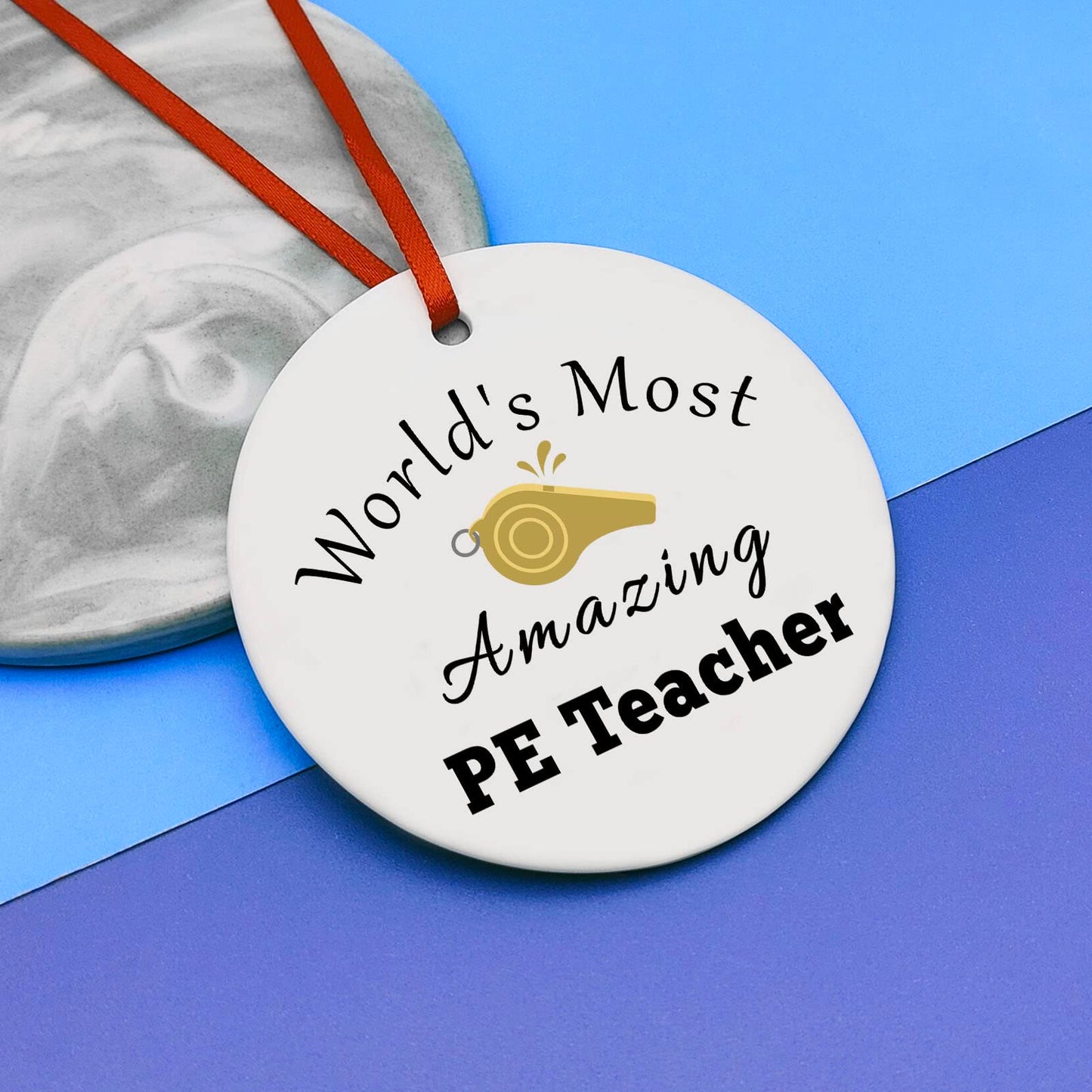 Physical Education Teacher Gift Ceramic Ornament Appreciation Gifts for PE Christmas Ornament Teacher Gifts from Student Retirement Present for Teachers Thank You Gift PE Teachers Birthday Present