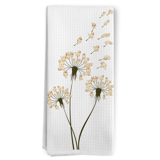 Funny Lab Dog Kitchen Towels, Labrador Retriever Dandelion Dogs Lover Decorative Kitchen Towels, Lab Gifts, Labrador Retriever Hand Dish Towel for Bathroom Decor for Dog Lovers
