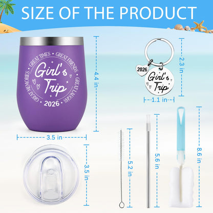 Gtmileo 6 Pcs Girls Trip Gifts, Girls Trip Gifts Favors Insulated Wine Tumbler, Trip Travel Weekend Vacation Bachelorette Party Camping Gifts (12 Oz-Multicolor)