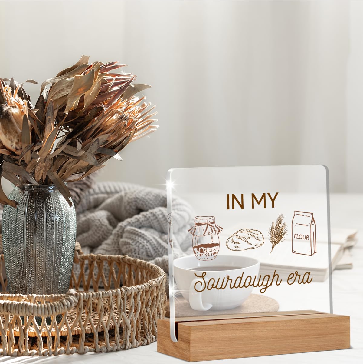 Funny Sourdough Gifts for Baking Lovers, Baking Gifts for Bread Bakers Mom Friend Coworker, In My Sourdough Era Acrylic Plaque Desk Signs Decor 4 × 4 Inches