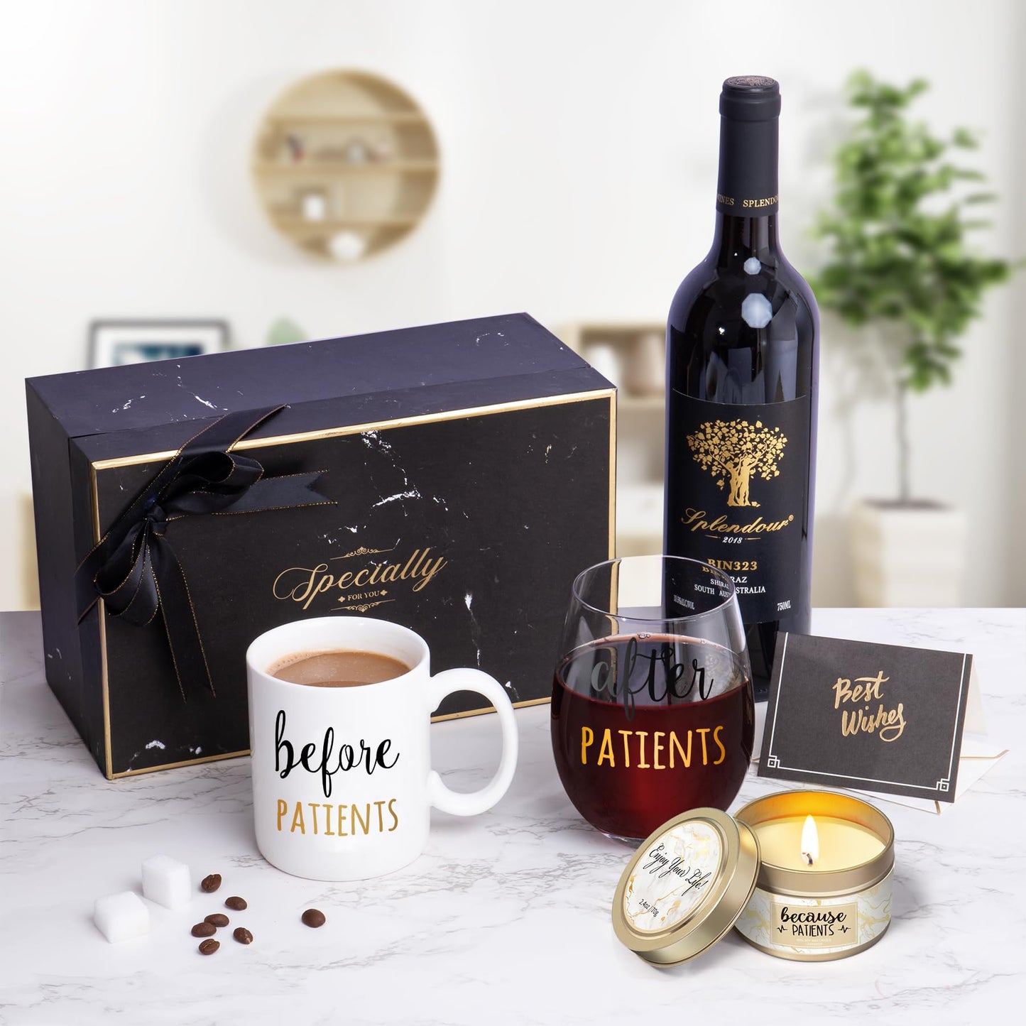 Before Patients, After Patients 11 oz Coffee Mug and 18 oz Stemless Wine Glass Set Gifts Idea for Nurses, Doctors, Hygienists, Physician, Dentists Unique Birthday Graduation Gifts Idea