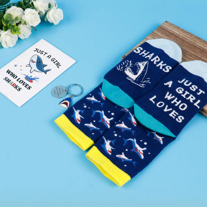 Bayelove Shark Gifts for Women Best Shark Lovers Week Gift for Women Funny Sharks Stuff Include Makeup Bag Socks Notepad Tumbler Mug Keychain Brecelet Gift Card for Birthday Christmas Mothers Day