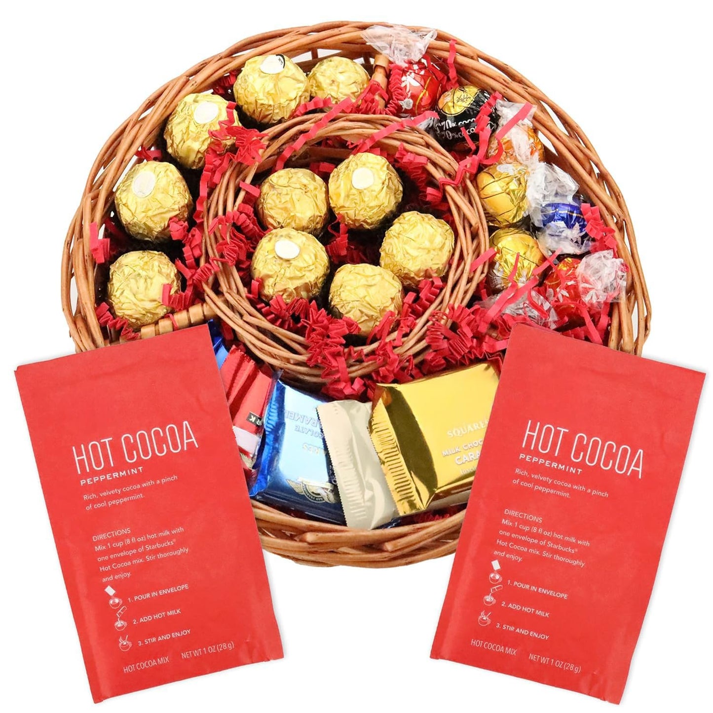 Chocolate Gift Tray, Truffles with Prime Peppermint Hot Cocoa, Gifts for Women Men Family Friends