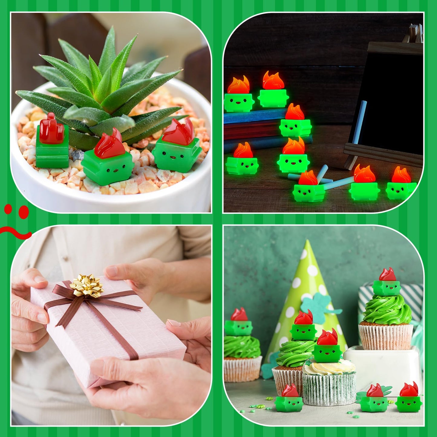 Simgoing 50 Pcs Mini Resin Dumpster Figurines Luminous Mini Dumpster Trash Shape Funny Employee Appreciation Gift Bulk Valentines Emotional Desk Accessories for Staff Teacher Coworker (Green)