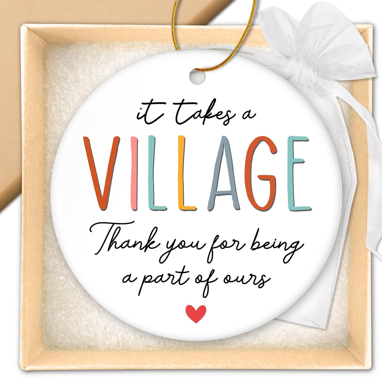 HEXMOZ Teacher Appreciation Gifts - Thank You Gifts for Women Men - End of Year Teacher Gift - Appreciation Gift for Teachers Nurse Daycare Provider Nanny Babysitter - It Takes a Village Ornament