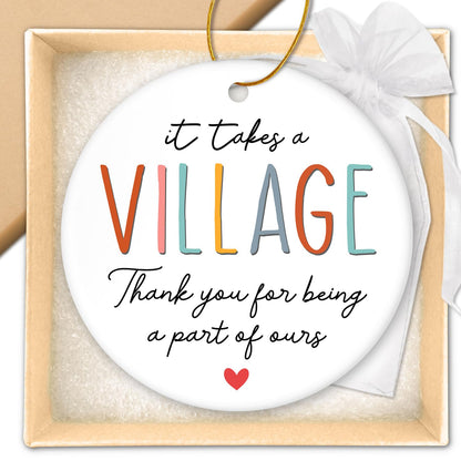 HEXMOZ Teacher Appreciation Gifts - Thank You Gifts for Women Men - End of Year Teacher Gift - Appreciation Gift for Teachers Nurse Daycare Provider Nanny Babysitter - It Takes a Village Ornament