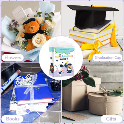 PETCEE Kindergarten Graduation Gift Bags - Congratulations Pre-K Preschool Graduation Gifts for Boys Girls You Did It Kindergarten Paper Gift Bags with Tissue Paper for Kids Daughter Son Graduates