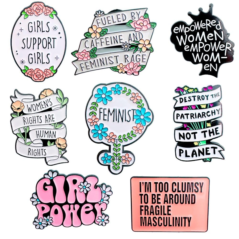 9PC Feminist Pins Brooch Enamel Pin for Girls Girly Power International Women Rights Day History Month Empowerment Feminism RBG I Dissent Ruth Human Social Juctice Vote Buttons Gifts Accessories