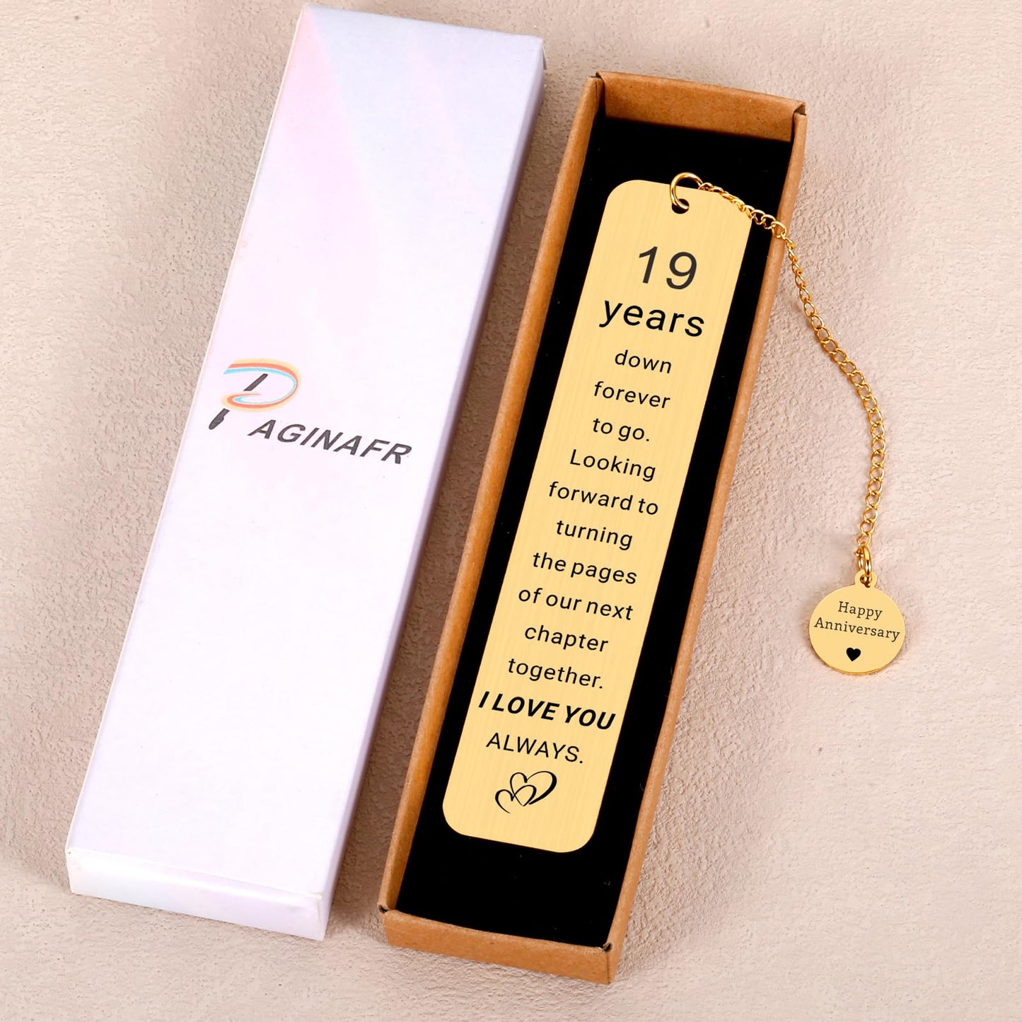 19th Bronze Anniversary Gifts for Men Women, 19th Wedding Anniversary Bookmark Gifts for Wife Husband Couples, Bronze Gift for 19 Year, Happy 19 Anniversarys Bookmark Gift for Mothers Day Fathers Day