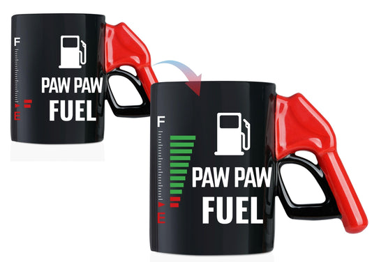 Onebttl Paw Paw Gifts, Pawpaw Fuel Color Changing Coffee Mug with Fueling Nozzle Handle, Gifts for Grandpa, 13.5oz/400ml Funny Ceramic Mug for Christmas, Father's Day