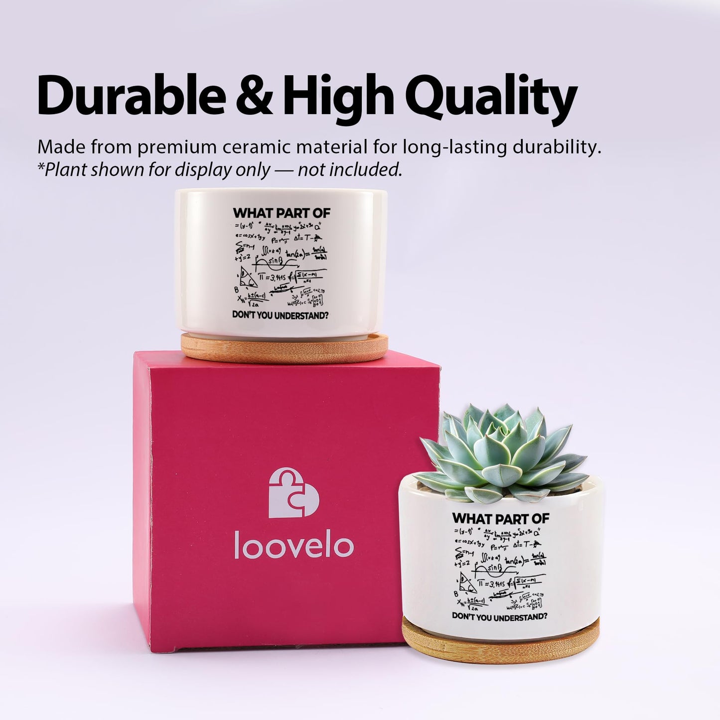 What Part of Don’t You Understand Engineer Ceramic Succulent Plant Pot with Bamboo Tray Round Engineering Gifts for Boyfriend Husband Dad Home Office Decor 3.5 Inch White (No Plants)
