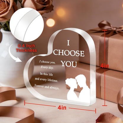 Birthday Gifts for Girlfriend Boyfriend Wife Husband, I Choose You Gifts for Him Her – Acrylic Heart Plaque Romantic Gift, Anniversary Wedding Valentine's Day Birthday Gift Home Decor