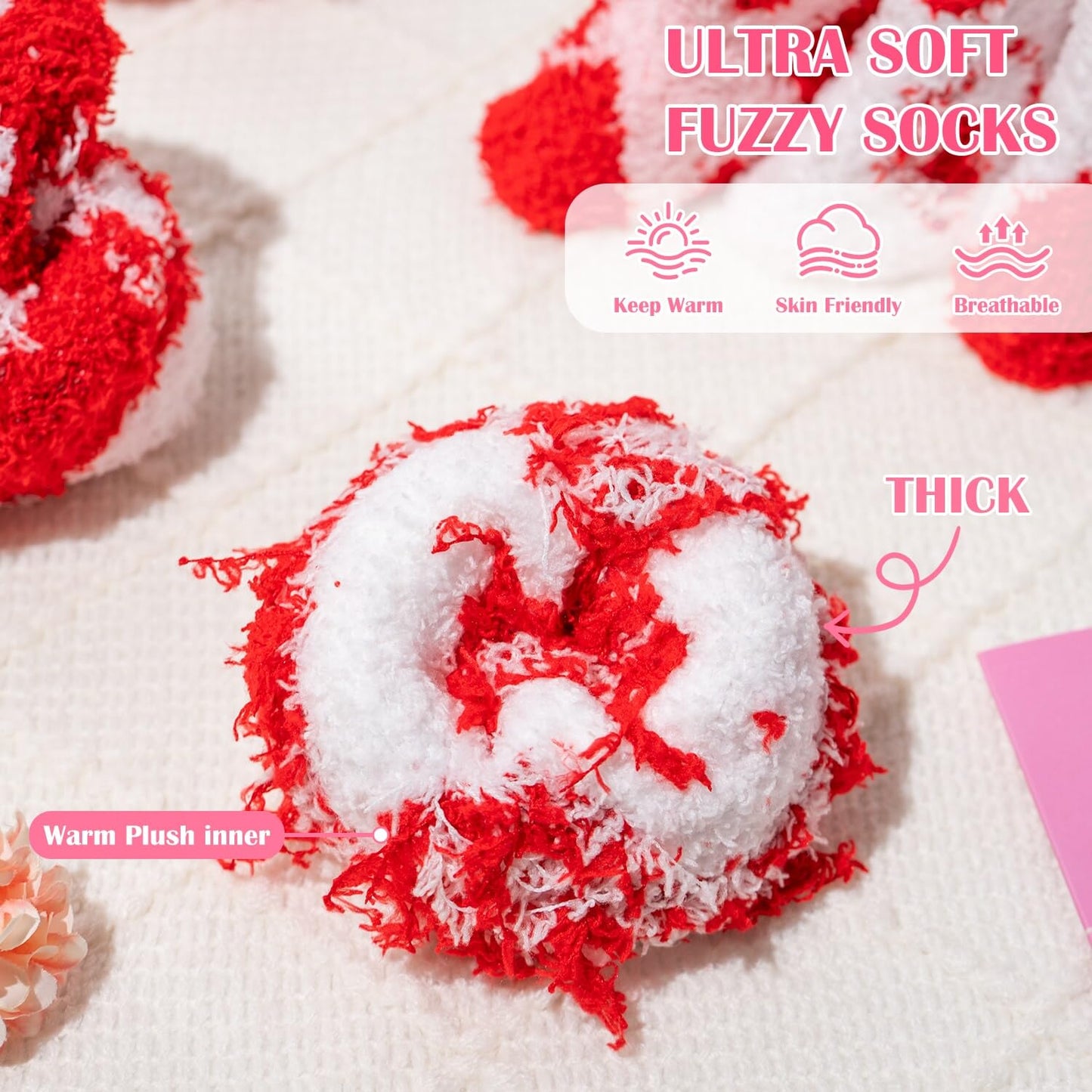 Ithmahco Mothers Day Fuzzy Slipper Socks Gifts for Women Mom, 5 Pairs Fluffy Socks & Gift Card for Sisters Friends Her