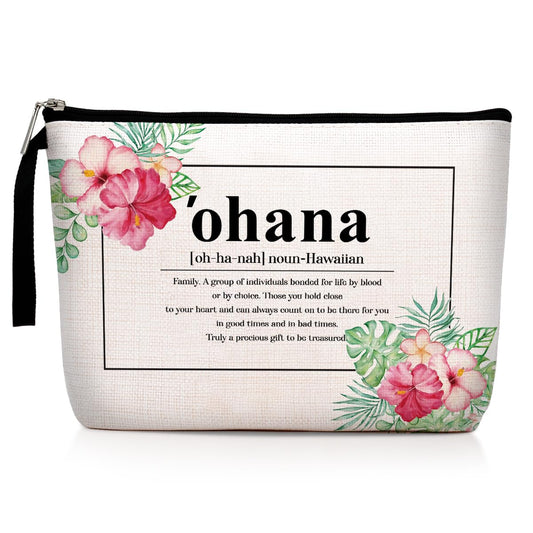 Hawaii Gifts Hawaiian Souvenirs Hawaiian Gifts for Women Hawaiian Tropic Ohana Makeup Bag Appreciation Gifts for Aunt Sister Grandma Cosmetic Bag Travel Bag for Christmas New Year's Day Birthday