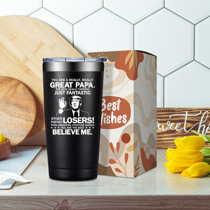 Grifarny Papa Gifts - Fathers Day Gift for Papa's - Papaw Christmas Gifts from Grandkids - You Are a Really Really Great Papa Tumbler Cup 20oz