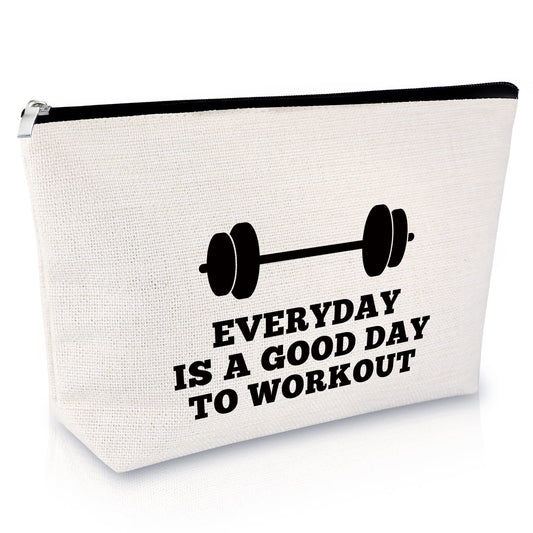 Workout Gifts for Women Makeup Bag Weightlifting Fitness Gifts Trainer Bodybuilding Present Dumbbell Inspirational Gift for Sister Friend Christmas Birthday Gift for Athletic Coach Cosmetic Bag