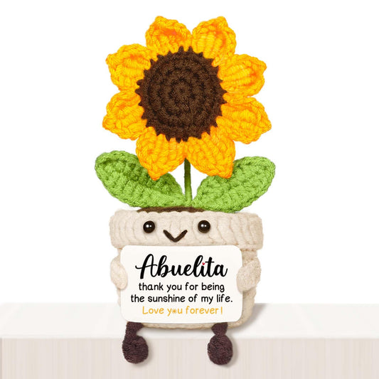 AceThrills Abuelita Gifts, Regalos para Abuela | Regalos de Cumpleaños de Nietos para Día de la Madre, Navidad y Cumpleaños - Hecho a Mano con Crochet Divertido y Bonito Girasol