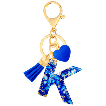 Initial Keychains for Women with Cute Heart Resin - Alphabet Letter Keychain for Bag, Backpacks, Purse or Car key