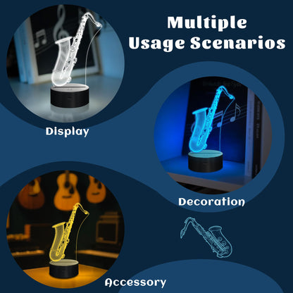CoolGift Mart Saxophone Night Light, 3D LED Optical Illusion Lamp with 16 Colors and Remote Controller, Gifts for Saxophone Enthusiasts Music Lovers