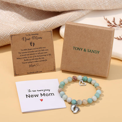 TONY & SANDY New Mom Gifts, Beaded Bracelets for First Time Mom Gifts on Mother's Day, Easter, Birthday, Christmas