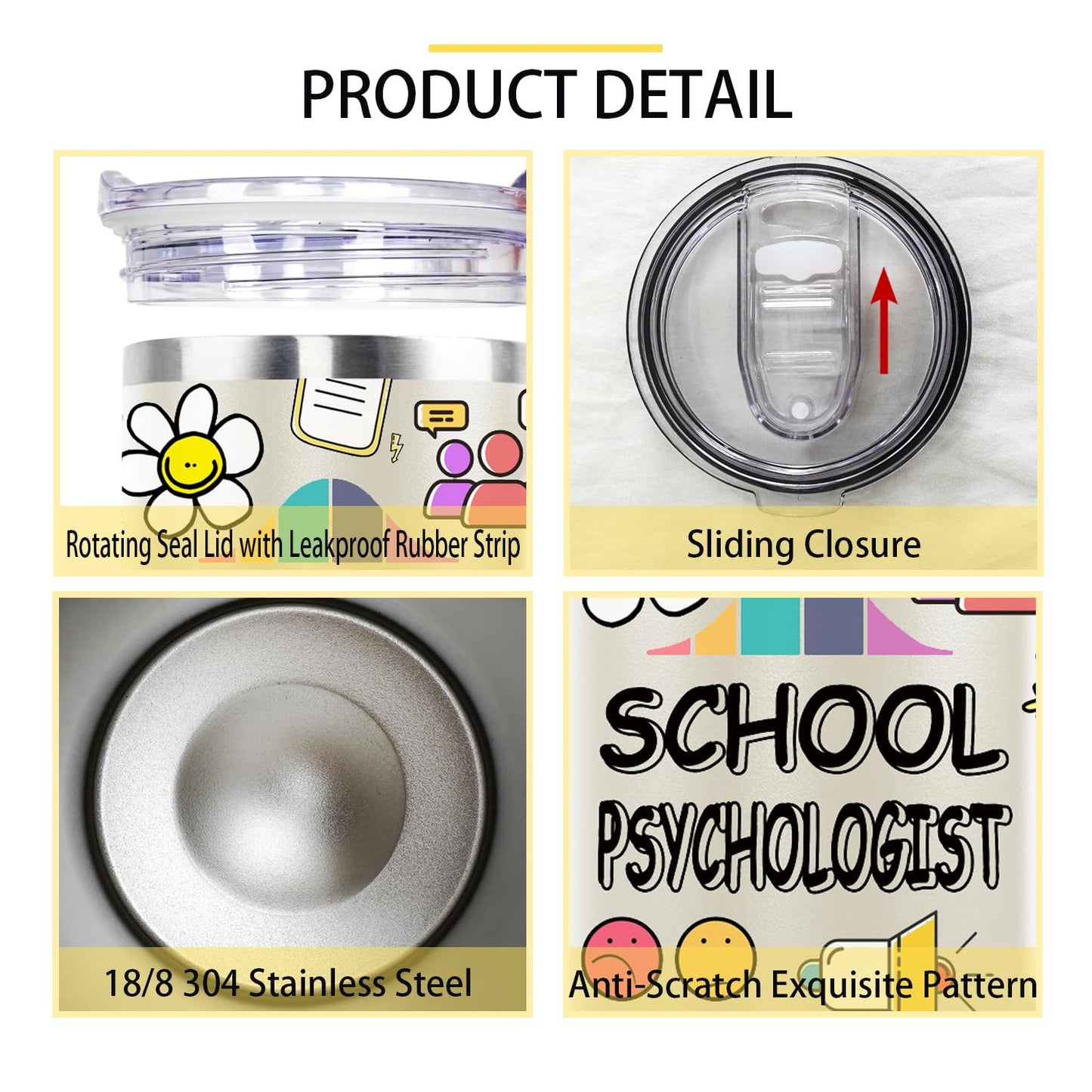 School Psychologist Gifts Teacher Gifts School Psychologist Insulated Tumbler Cup Teachers Appreciation Gift For Women Men 40 Oz Teacher Travel Mug With Straw And Handle