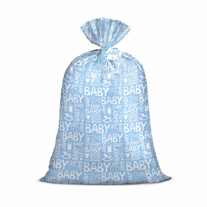 Loveinside Blue Jumbo Large Plastic Gift Bag, Baby Girl Design Plastic Bag with Tag and Tie for Birthday, Baby Shower and Holiday, 56" x 36", 1 Pcs