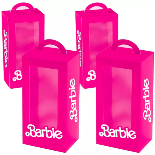 Amscan Elegant Pink Malibu Barbie Favor Boxes - 8" x 4" x 3" (Pack of 4) - Eye-catching Design & Material - Perfect for Birthday Celebrations