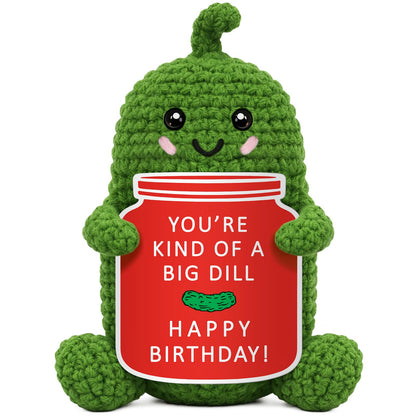 Xinezaa Crochet Pickle Gifts, Birthday Gift for Women Men, Cute Funny Birthday Card for Mom, Dad, Sister, Friend, Daughter, Wife, Girlfriend, Teens, Coworkers, Unique Bday Gifts Present for Her