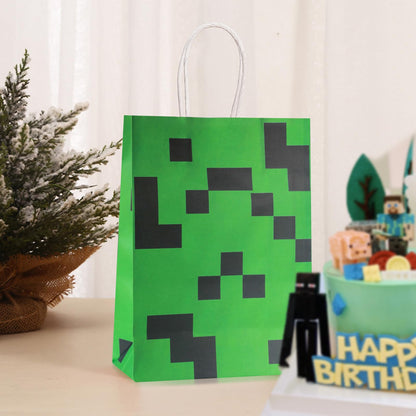 16PCS Pixel Party Favor Bags with Handle for Birthday, Gift Bags Goodie Bags Treat for Kids Birthday Party Decoration
