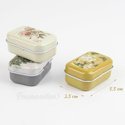 Framendino, 5 Pack Mini Trinket Coin Box Small Retro Flowers Containers with Lid for Jewelry Storage Case Tinplate (Random Color)