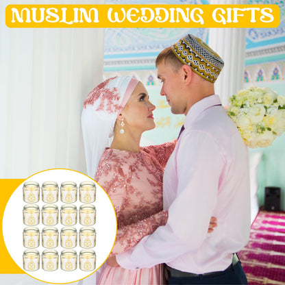 Hoolerry 12 Pcs Eid Mubarak Candles Gifts Bulk Eid Al Adha Party Favors for Women Mubarak Scented Soy Candles Lavender Mini Muslim Islamic Gifts Thank You Glass Jar Islamic Festival Party Favors