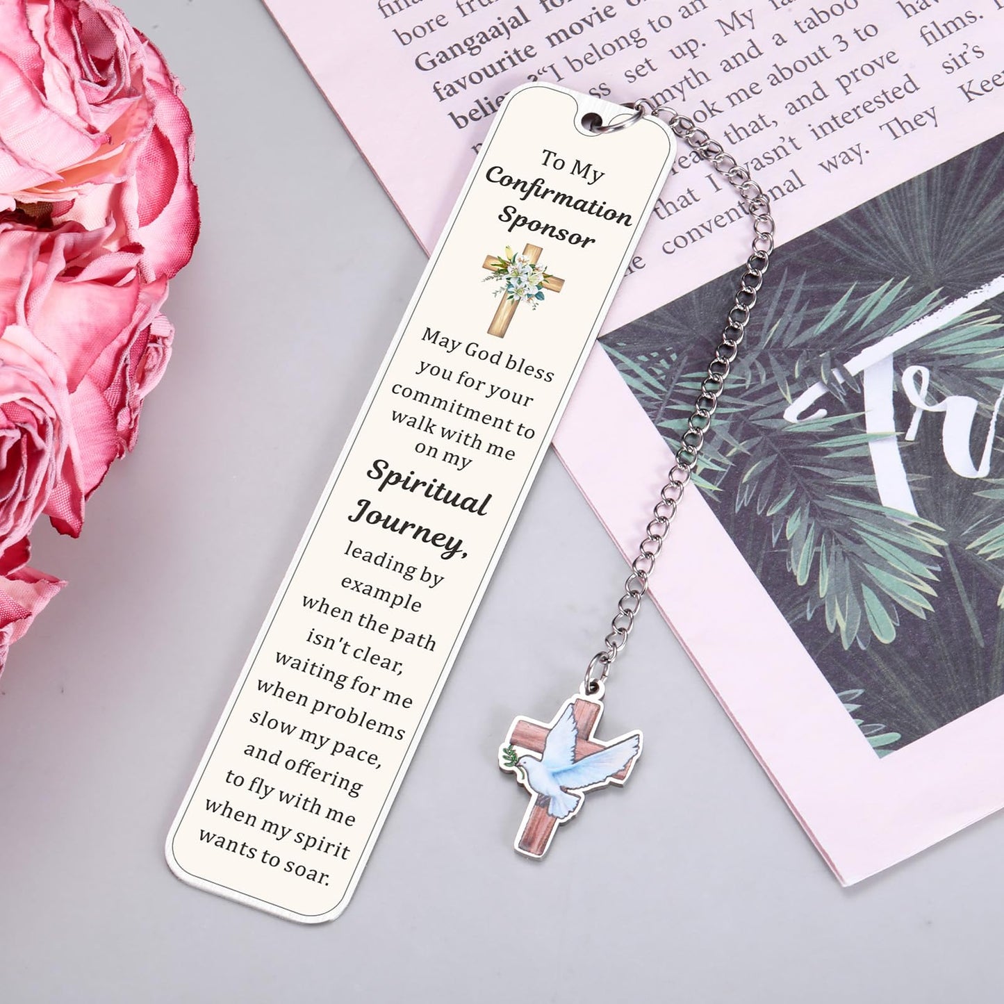 Confirmation Sponsor Gifts for Women Men, Christian Catholic Confirmation Sponsor Gifts Bookmark, Thank You Bookmark Gift for Sponsors Godfather Godmother, Sponsors Appreciation Gift from Candidate