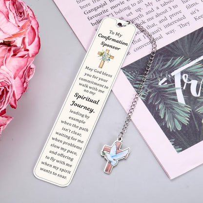 Confirmation Sponsor Gifts for Women Men, Christian Catholic Confirmation Sponsor Gifts Bookmark, Thank You Bookmark Gift for Sponsors Godfather Godmother, Sponsors Appreciation Gift from Candidate