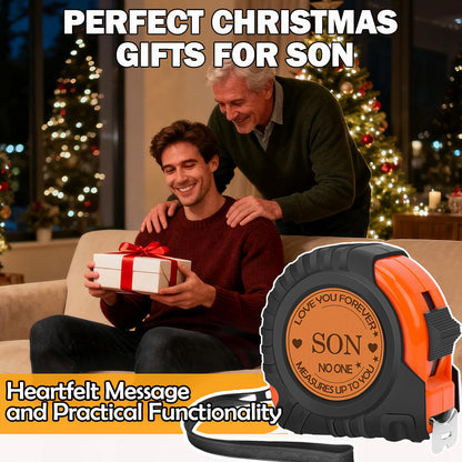 Gifts for Son, Stocking Stuffers for Men, Tool Gifts for Men Genuine Leather Engraved 25 FT Tape Measure, Christmas Gifts for Son from Mom